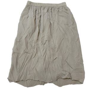 Vintage Han Feng Pleated Mini Skirt Textured Semi Sheer Cream USA Size Small